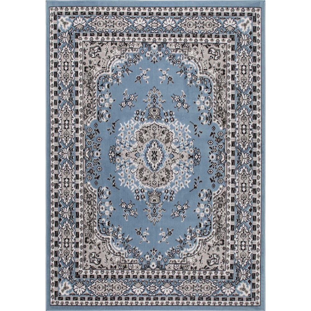Home Dynamix Lyndhurst Premium Traditional Border Medallion Light Blue Area Rug