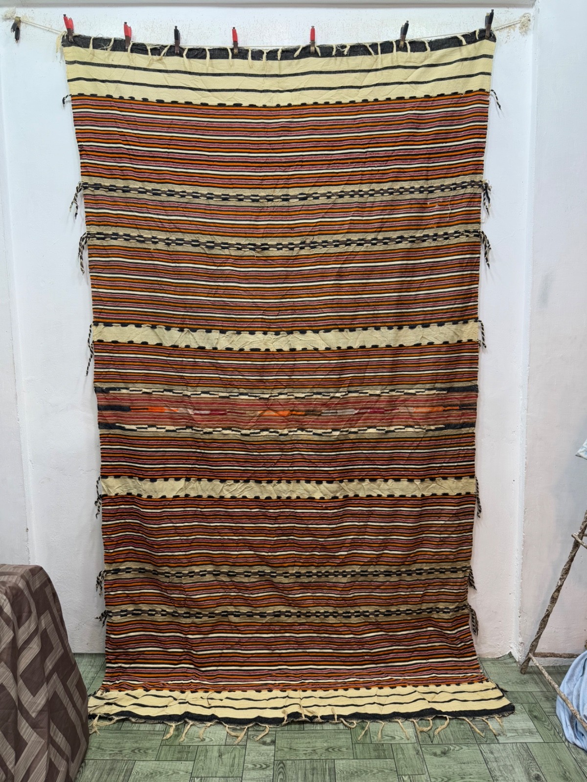 Vintage Beautiful Hand Woven Traditional Wool Weaving Kilim Rug 241×140 Cm