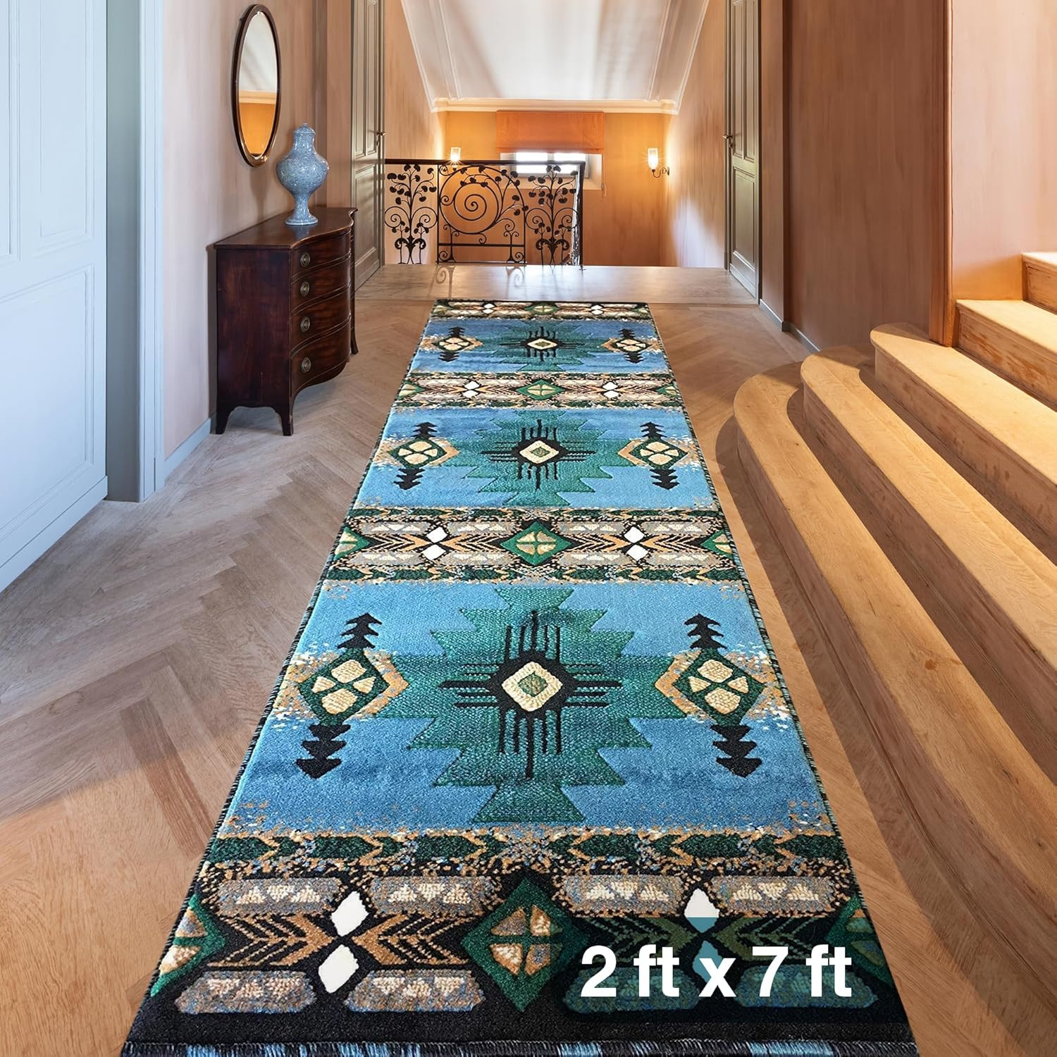 South West Native American Area Rug C318 – Easy Clean, Thick, Soft, Durable Nati