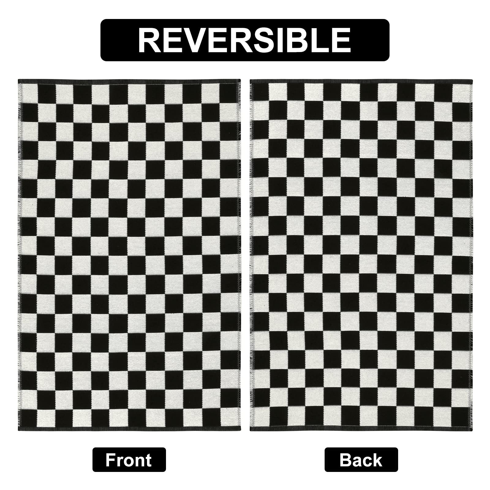 Checkered Rug, 2×3 Ft Black and White Moroccan Checkerboard Rug Washable Cott…