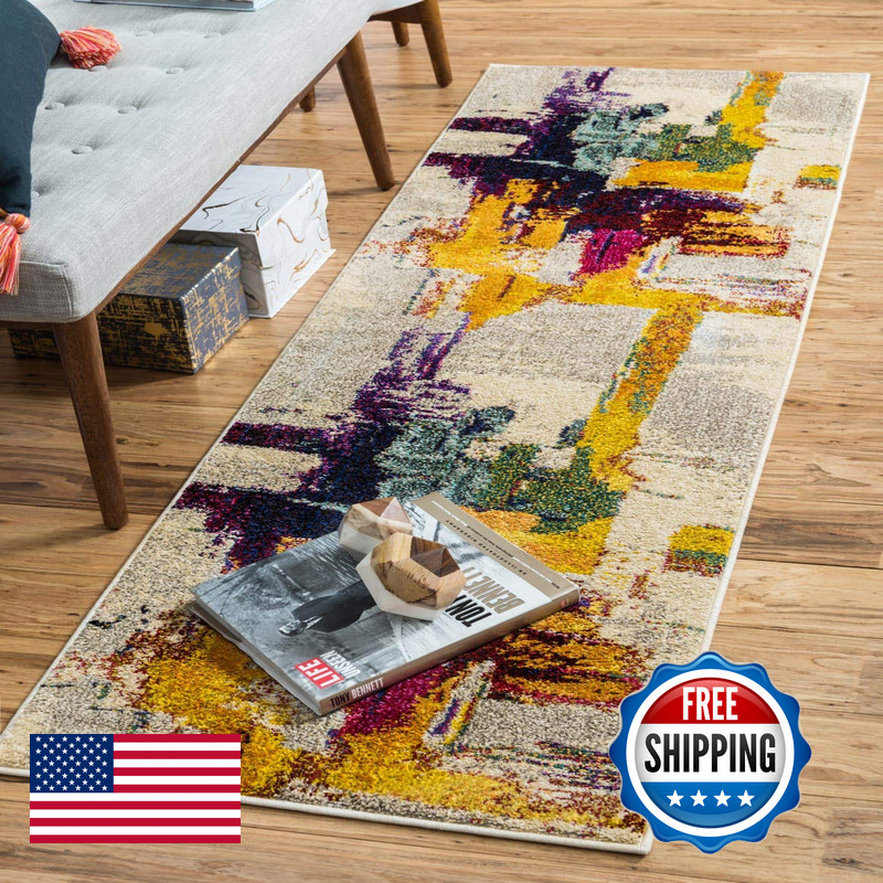Unique Loom Estrella Collection Bright Colors Geometric Abstract Modern Area