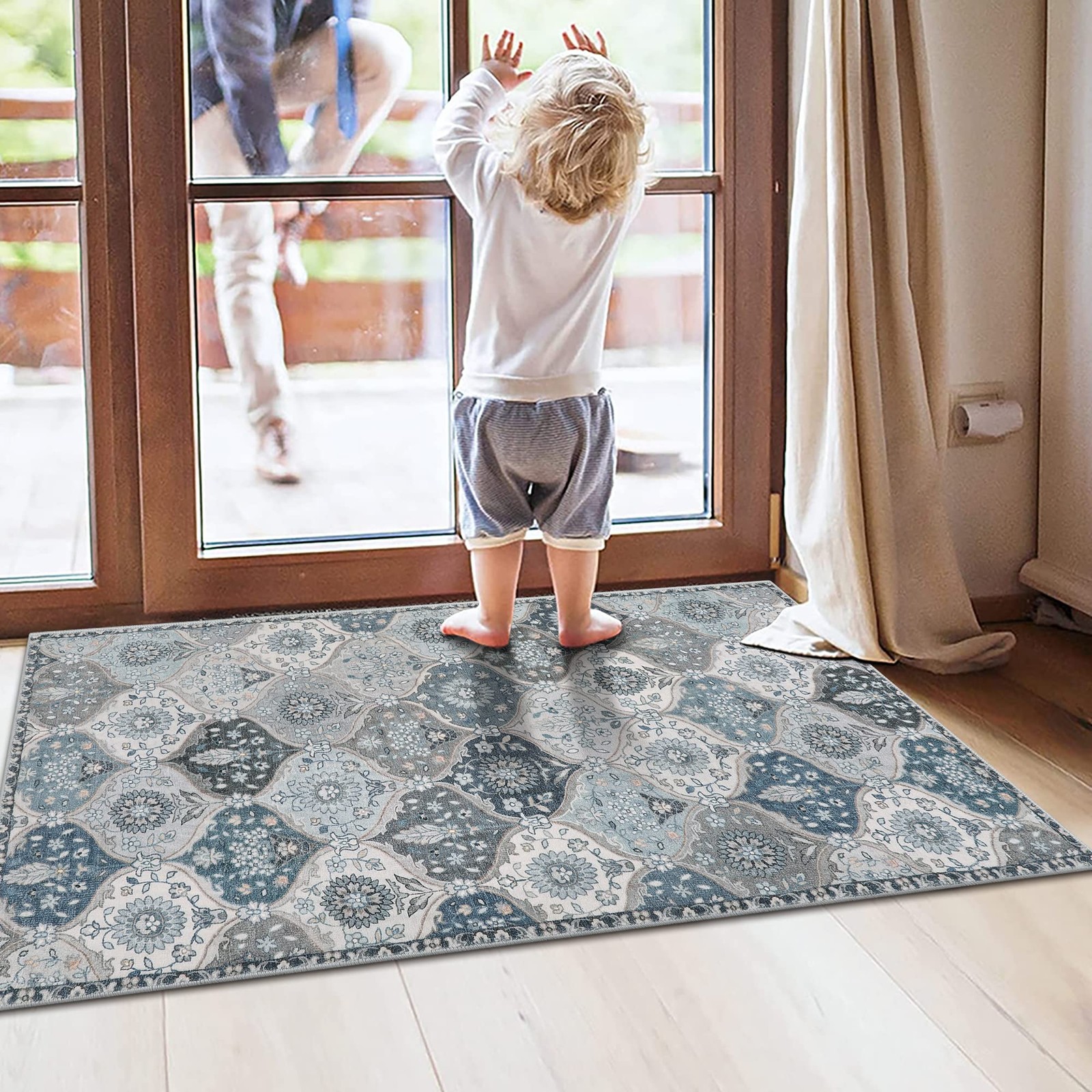 Moroccan Trellis Front Door Mat Indoor Entrance, 2×3 Rugs for Entryway Non-Sl…