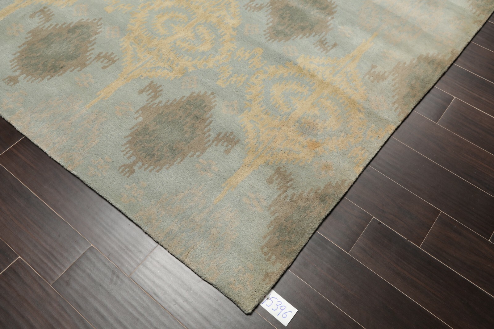 9’4” x 13’3” Handmade 100% Wool Ikat Modern Oriental Area Rug Light Blue