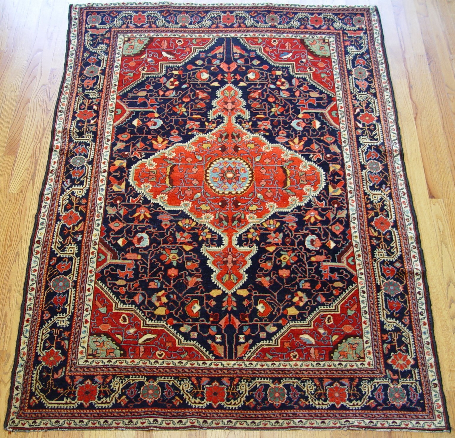 4’10″x7′ ANTIQUE FLORAL SAROUKK HAND KNOTTED WOOL ORIENTAL RUG CLEANED