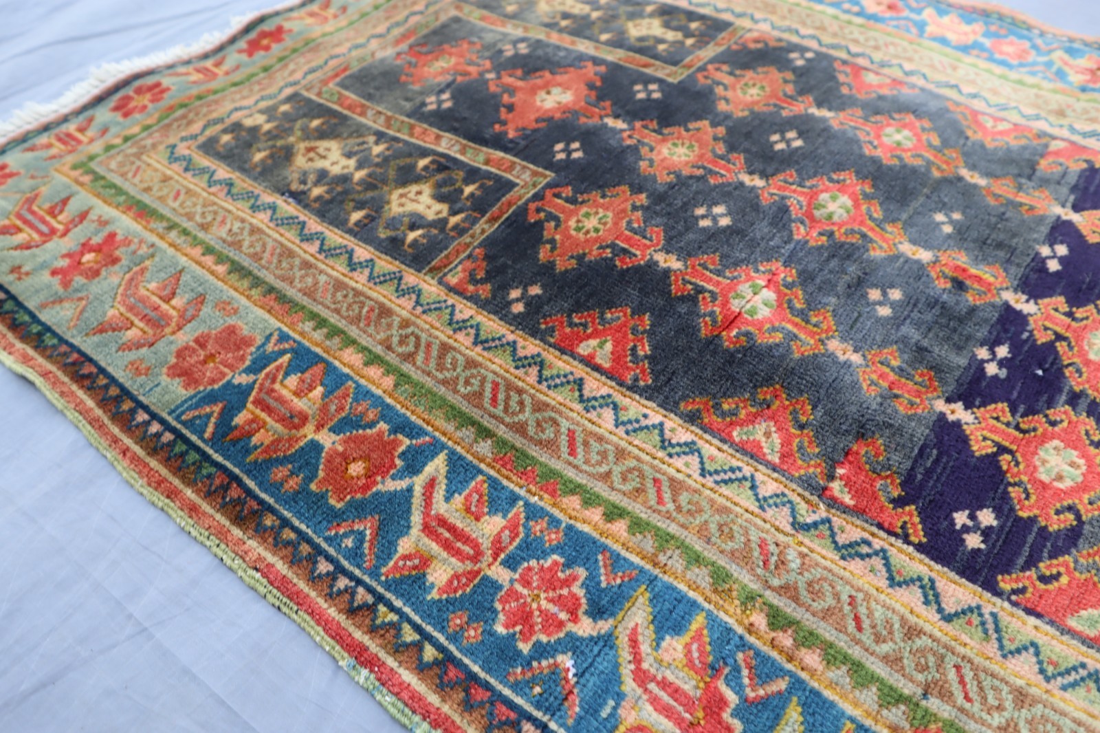 Antique 3×5 ft Afghan Geometric design Caucasian Rug- Kitchen Rug- Bohemian Rug