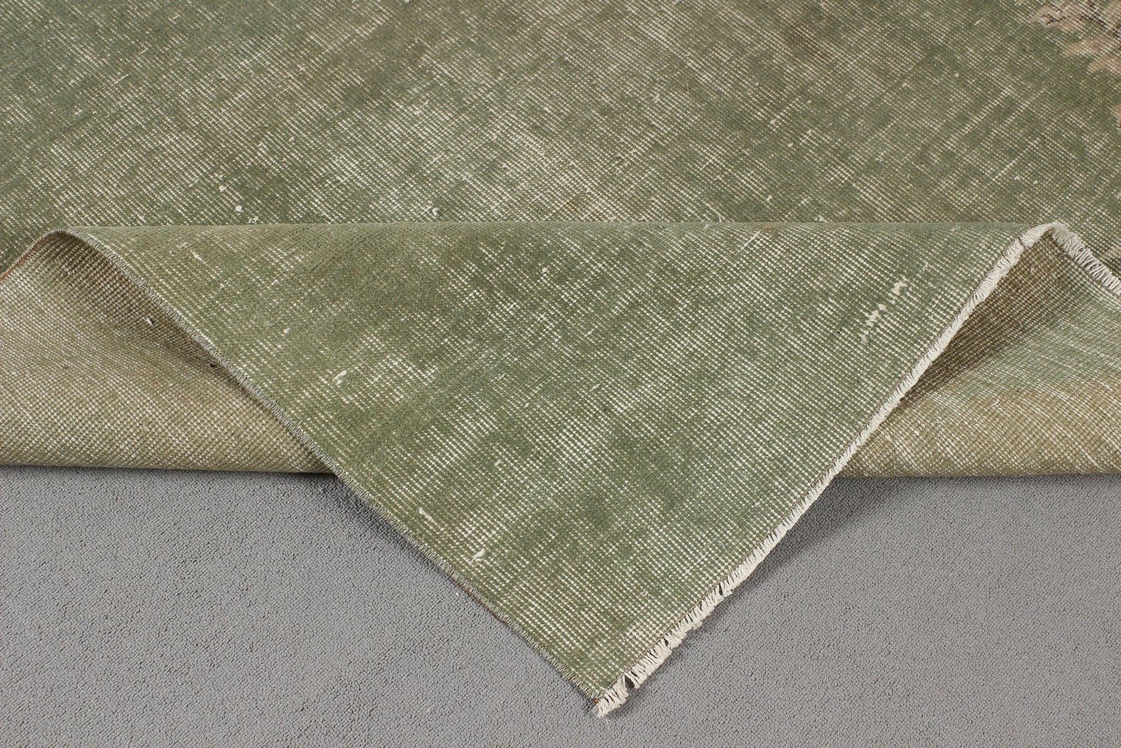 Turkish Vintage Rug 4,8×8,6 ft, Green Moroccan Rug