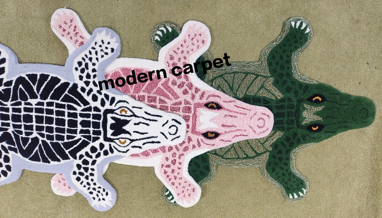 Crocodile Rugs 3×5 Feet Handmade 100% Woolen Hand Tufted For Home Decoration