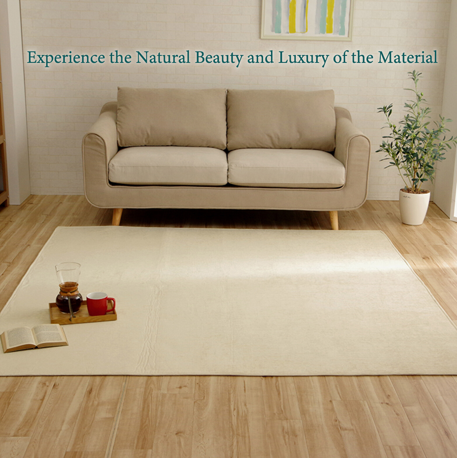 IKEHIKO Mat Area Rug Kotatsu Washable Plain Carpet Non-slip Ivory Japan 1228