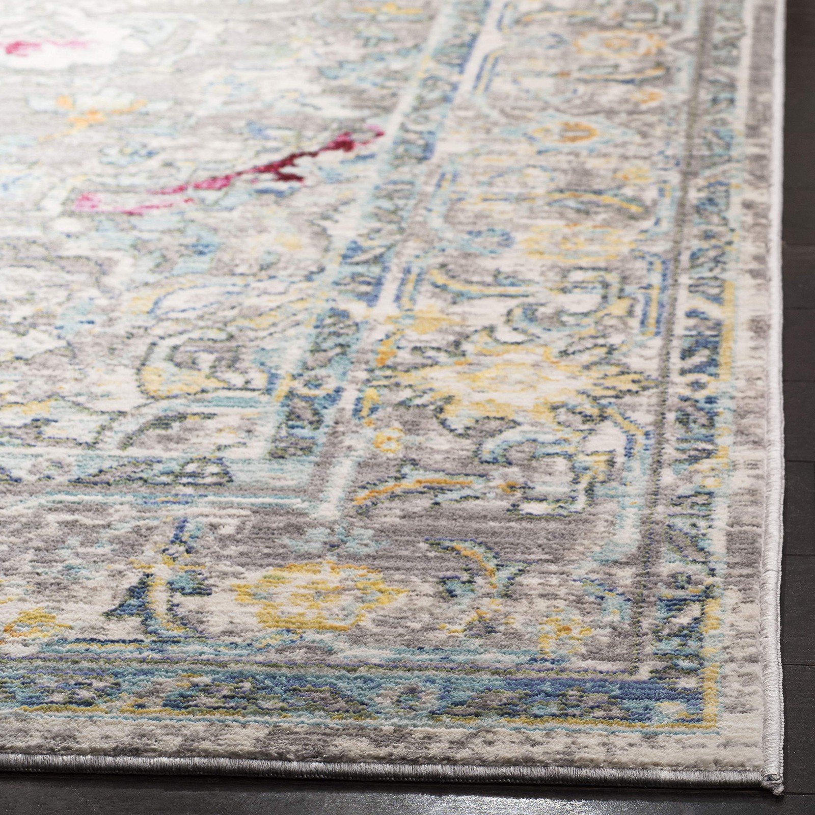 Mystique Collection Accent Rug – 4′ x 6′, Grey & Multi, Oriental Boho Distres…