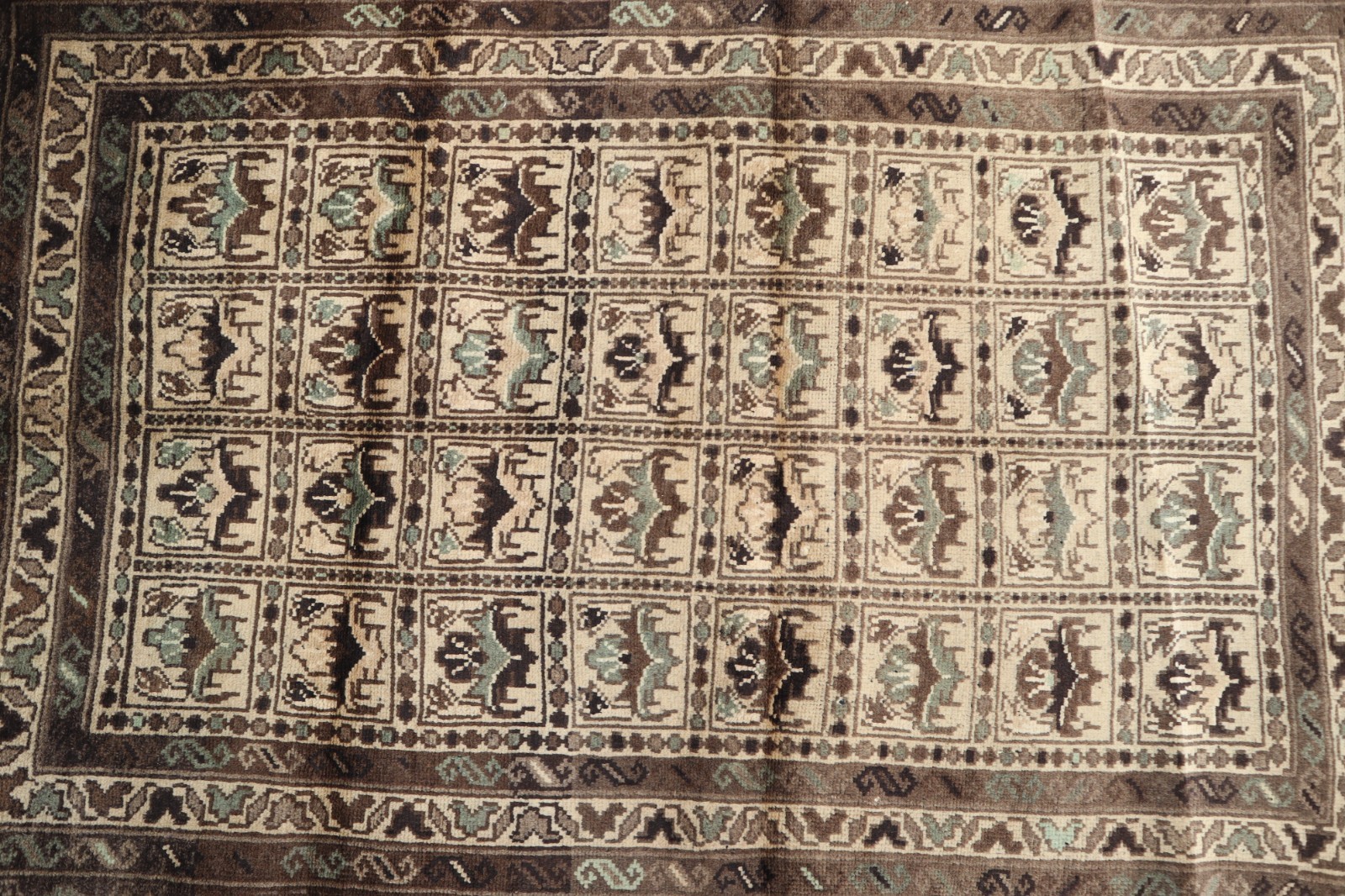 3×4 Beige Afghan Tribal Rug 90×130 cm Oriental Turkmen Rug, Bedroom, Office Rugs