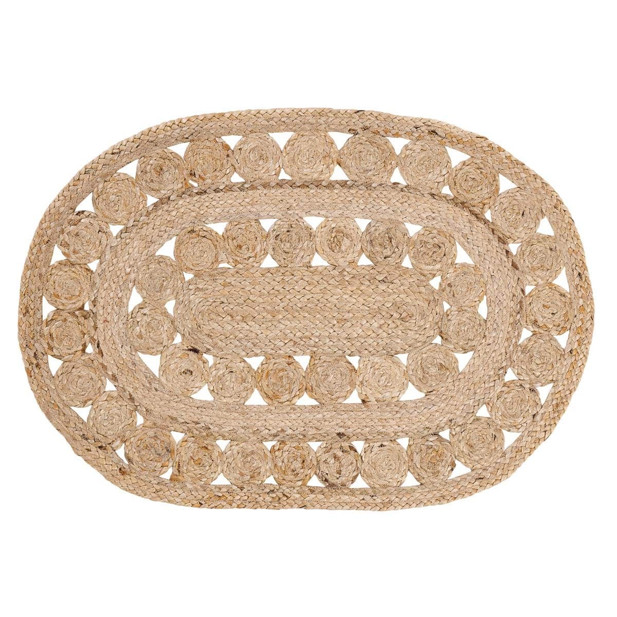 Celeste Braided Jute Oval Welcome Mat Farmhouse Handwoven Boho Area Rug, 20×30