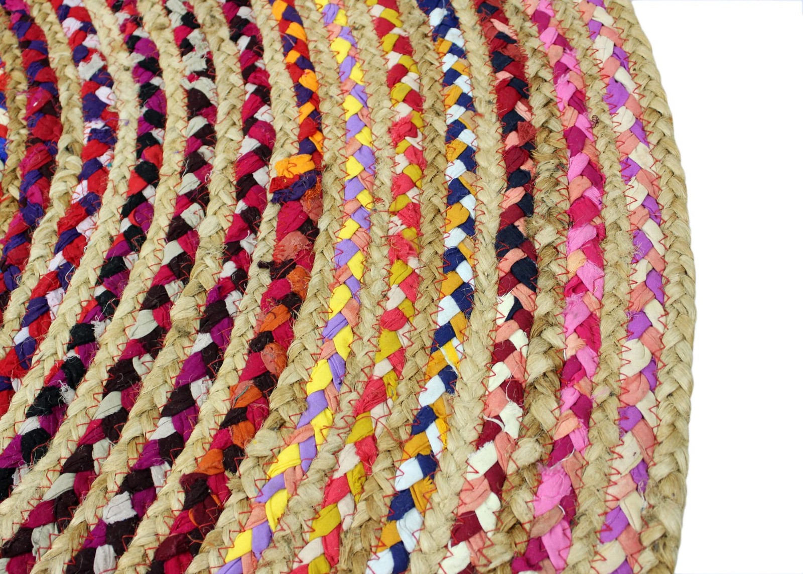 COTTON CRAFT Jute Chindi Braid Rag Rug Boho Farmhouse Rustic Area Accent Throw