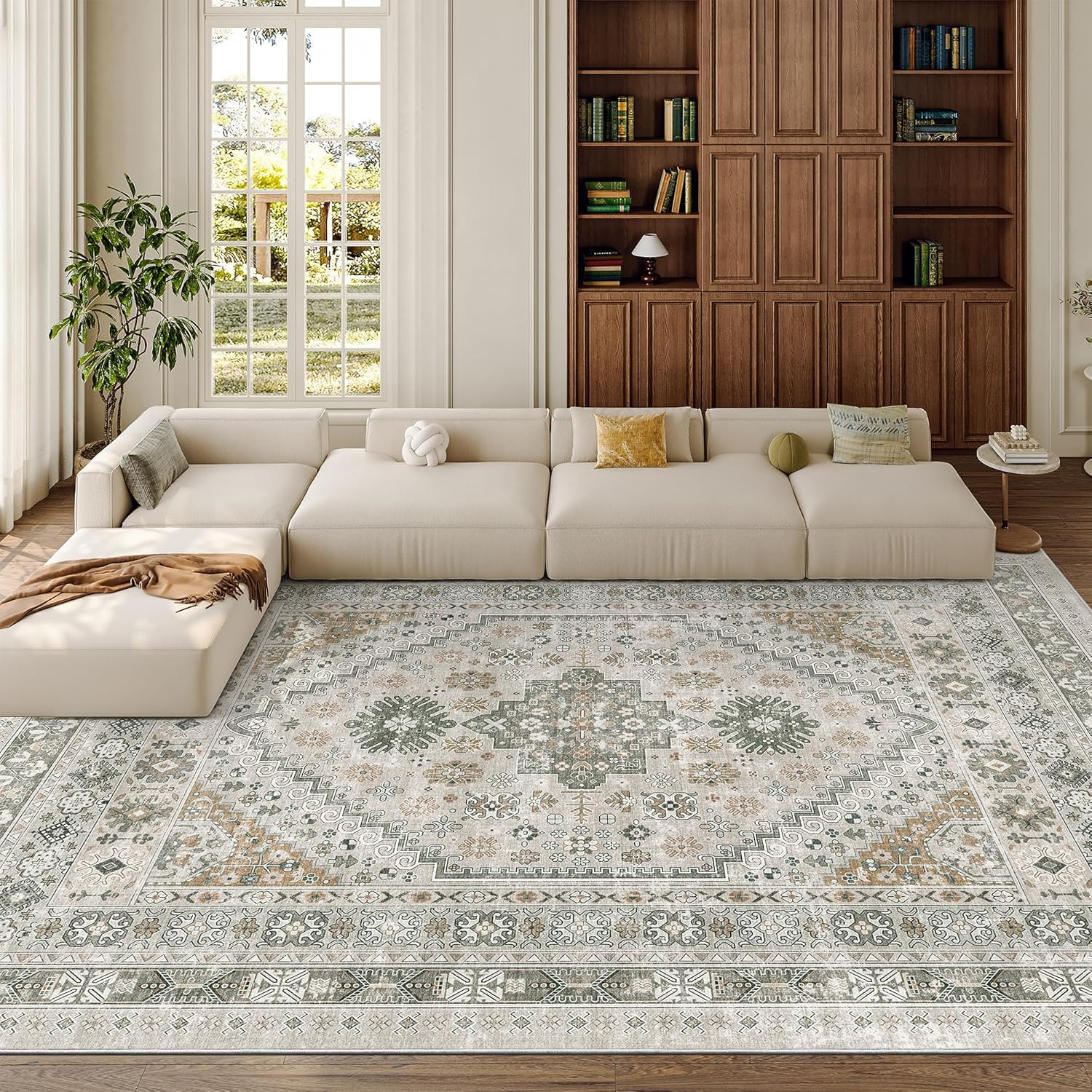 5X7 Area Rugs – Ultra-Thin Washble Rug, Stain Resistant anti Slip Backing Rugs f