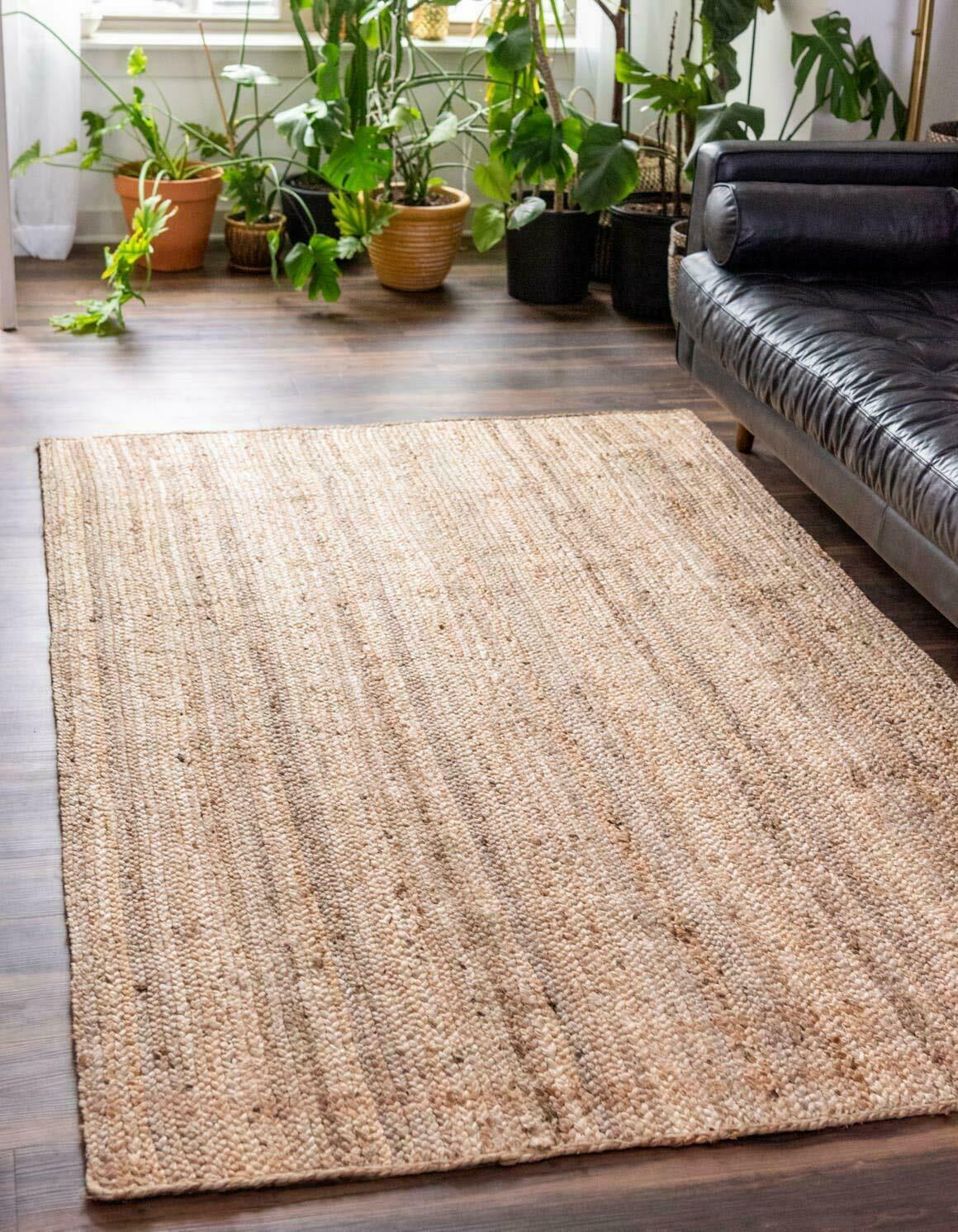 Jute Rug Braided Rug 100%Natural Jute Rug Reversible Handmade Runner Rustic look