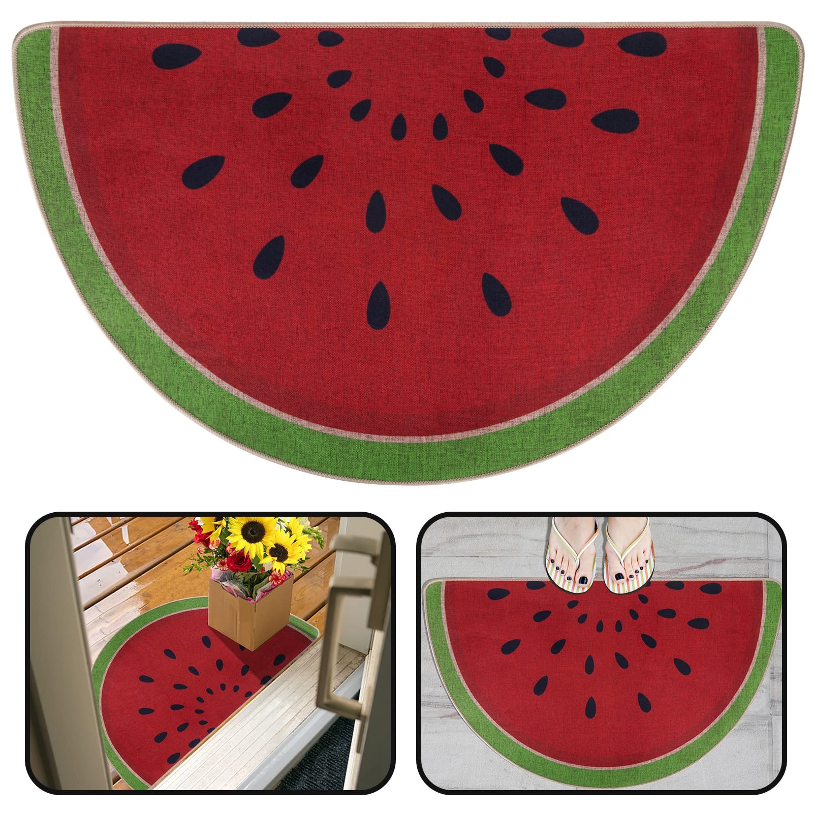 Personalized Watermelon Rug, Watermelon Welcome Summer Doormat, 18″ x 30″ Fru…