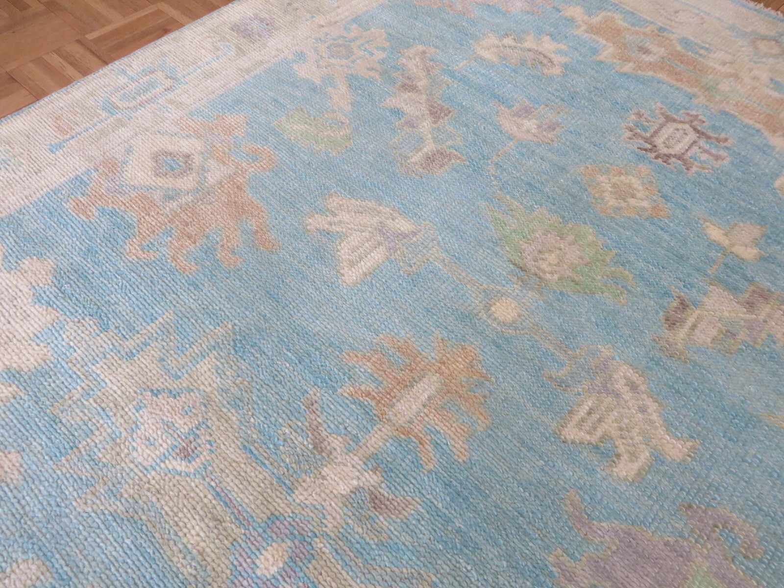 5’6 x 7’10 Hand Knotted Sky Blue Funky Oushak Oriental Rug G15256