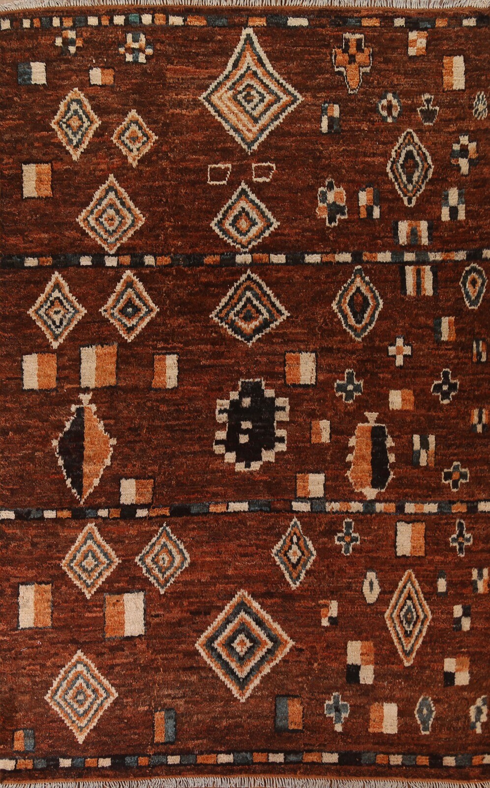 Nomadic Moroccan Geometric Oriental Area Rug 7×10 ft Wool Handmade Tribal Carpet