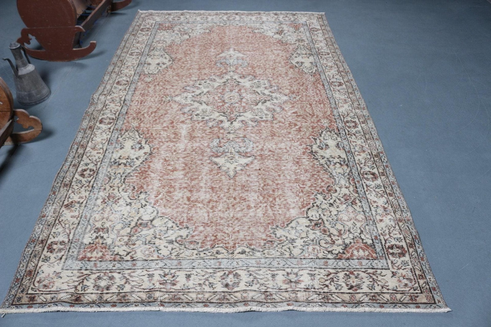 5,3×9,2 ft Vintage Turkish Rug, Large Rug, Red Brown Plants & trees Wool Rug