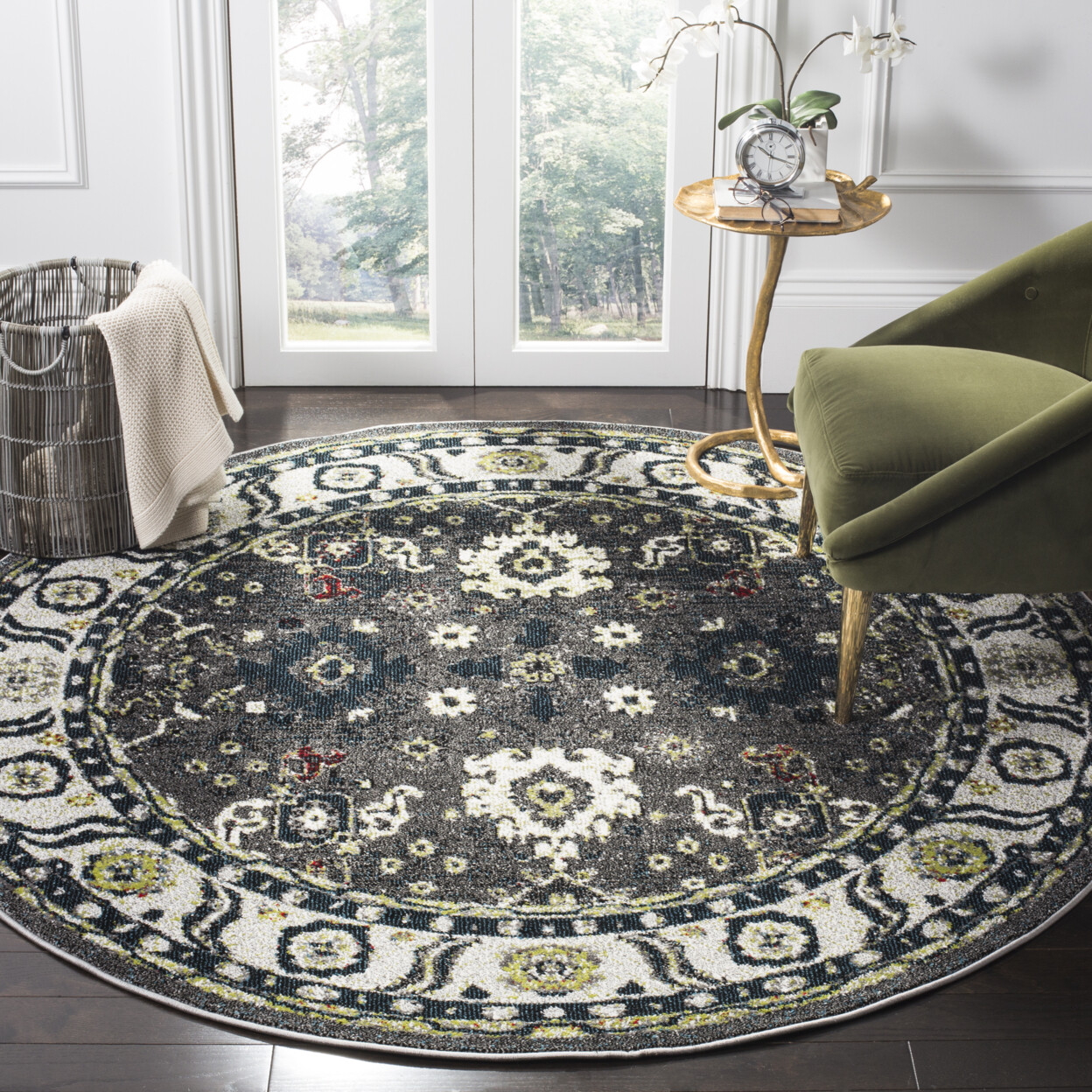 SAFAVIEH Hamadan VTH214M Dark Grey / Ivory Rug