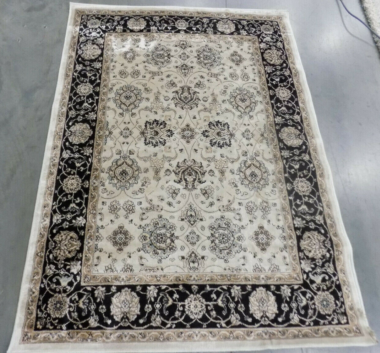 IVORY / BLACK 4′ X 5′-3″ Damaged Rug Reduced Price 1172597480 PEG608D-4