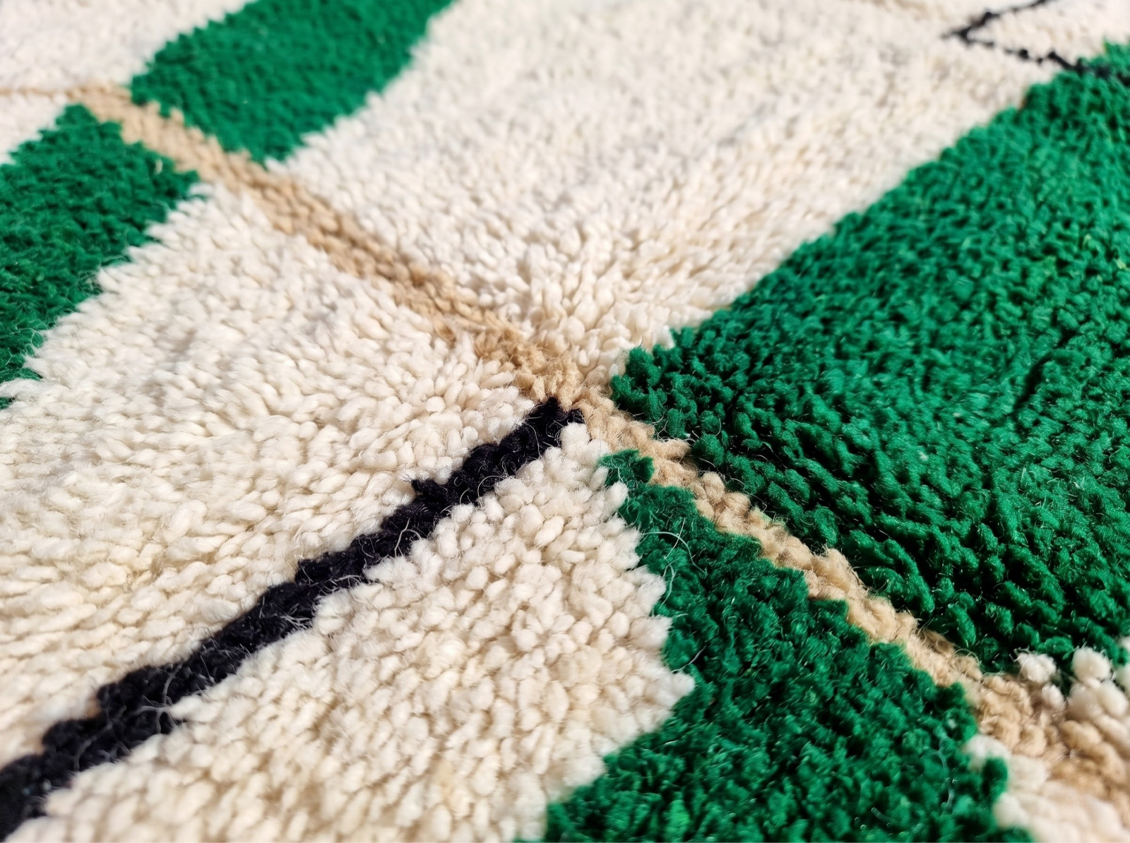 Handmade Moroccan Berber Wool Rug Beni Ourain Style Green Boho Area Rug Custom