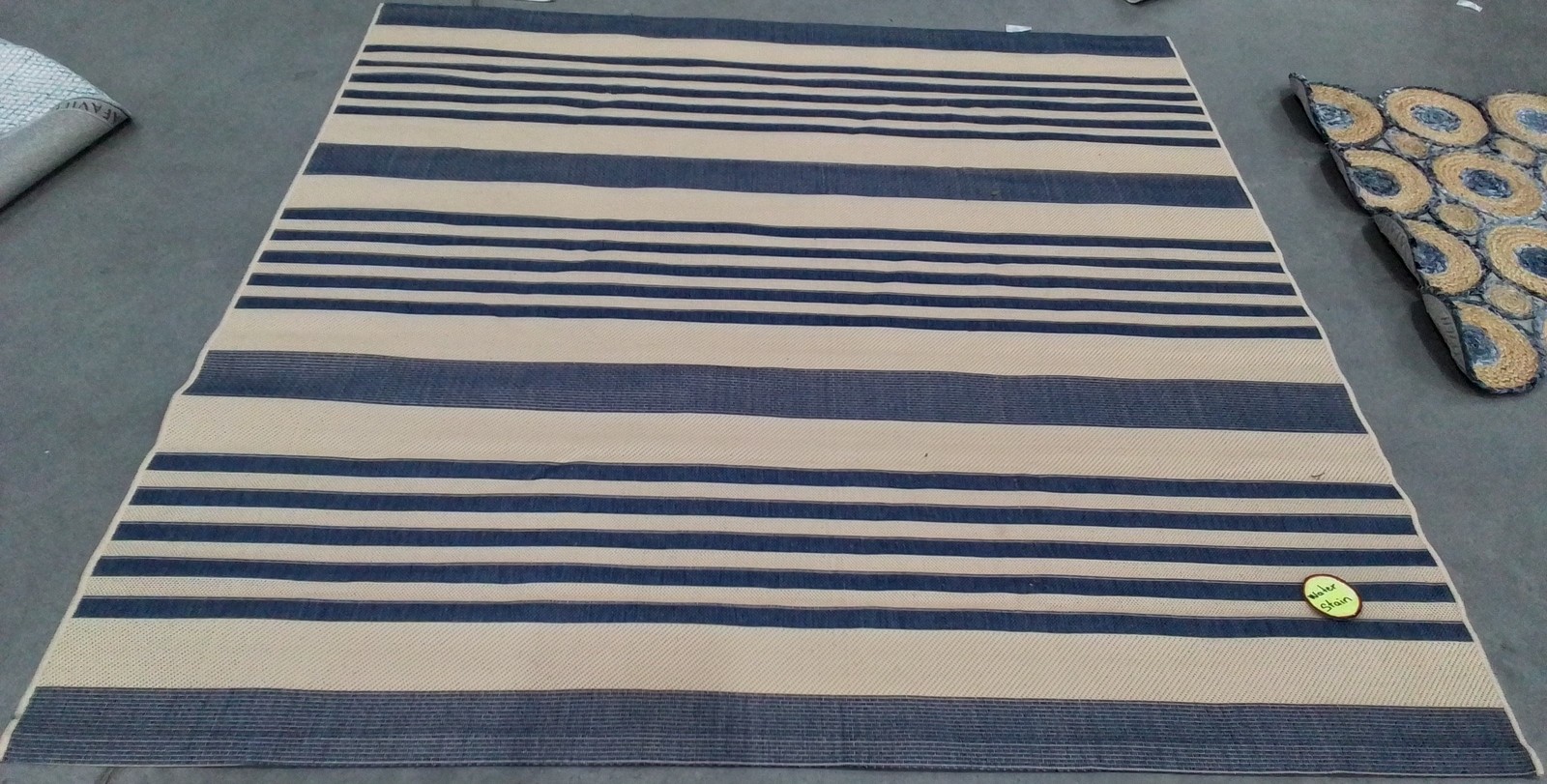 BEIGE / BLUE 7′-10″ x 7′-10″ Stained Rug Reduced Price 1172800231 CY6062-233-8SQ