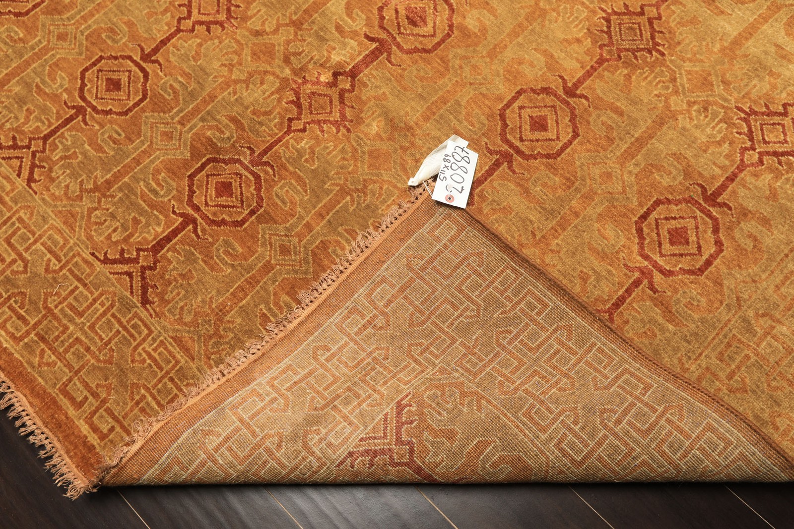 5’11″x8’9″ Hand Knotted Wool Caramel, Rust Agra Transitional Kalaty Rug