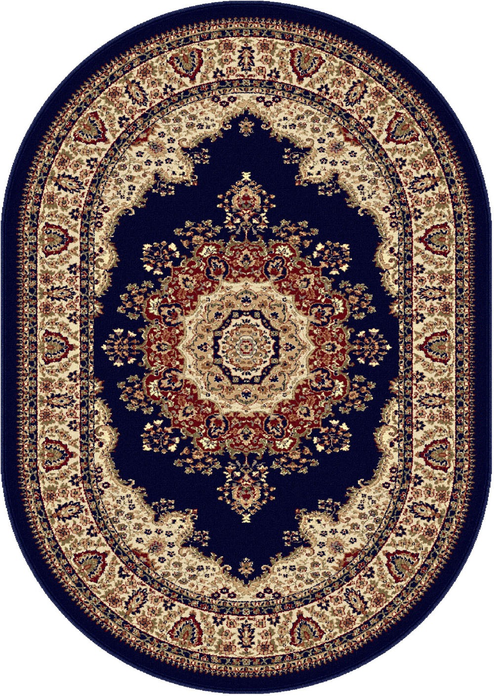 5×7 Oval Sensation Blue Medallion Circle 4707 Area Rug – Approx 5′ 3″ x 7′ 3″