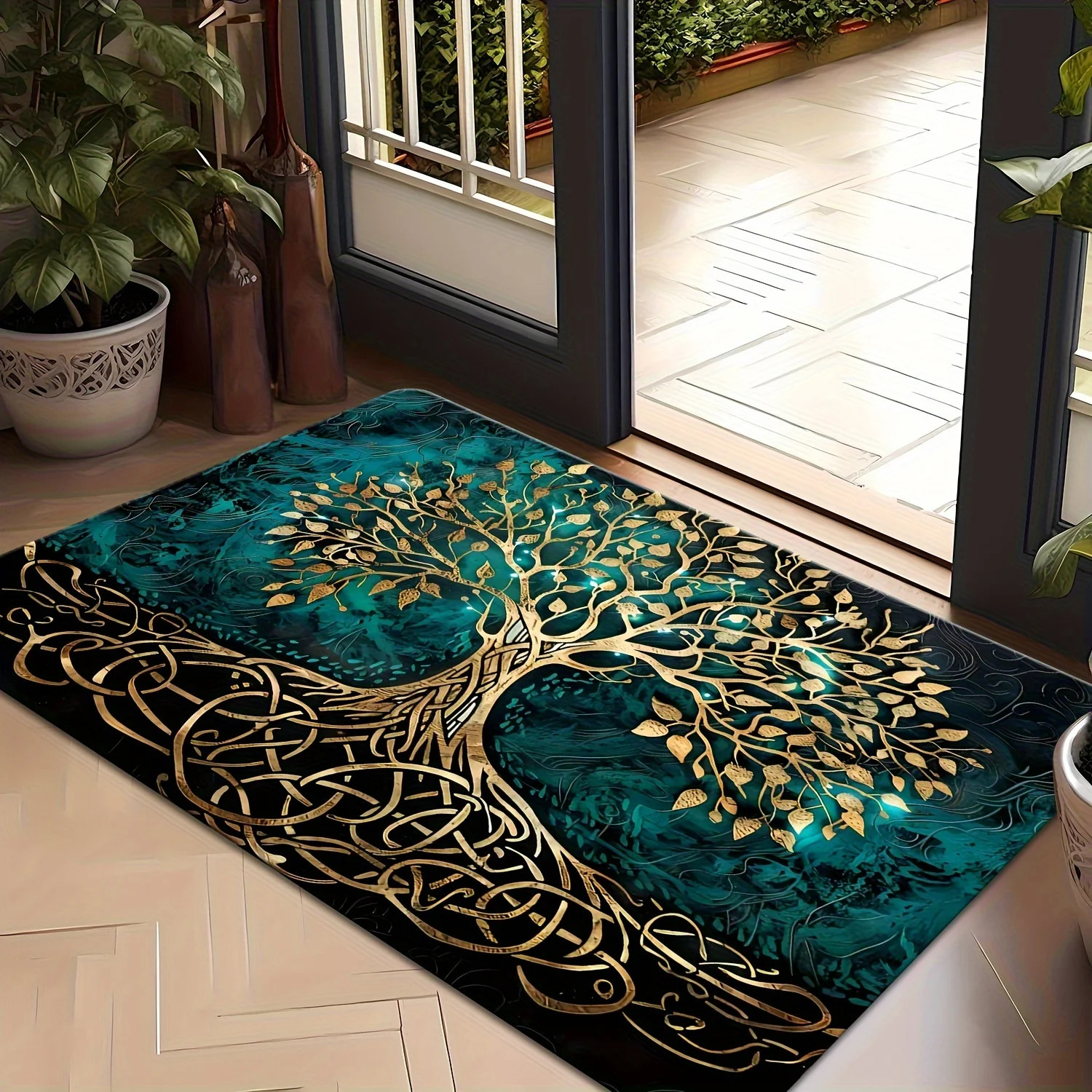 Premium Tree of Life Rug Easy-Clean Design Perfect for Living Rooms, Bedrooms, a