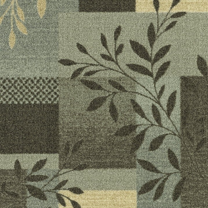 Mainstays Traditional Leaf Block Gray Indoor Hallway Runner Rug, 1’8″x5′ Durable