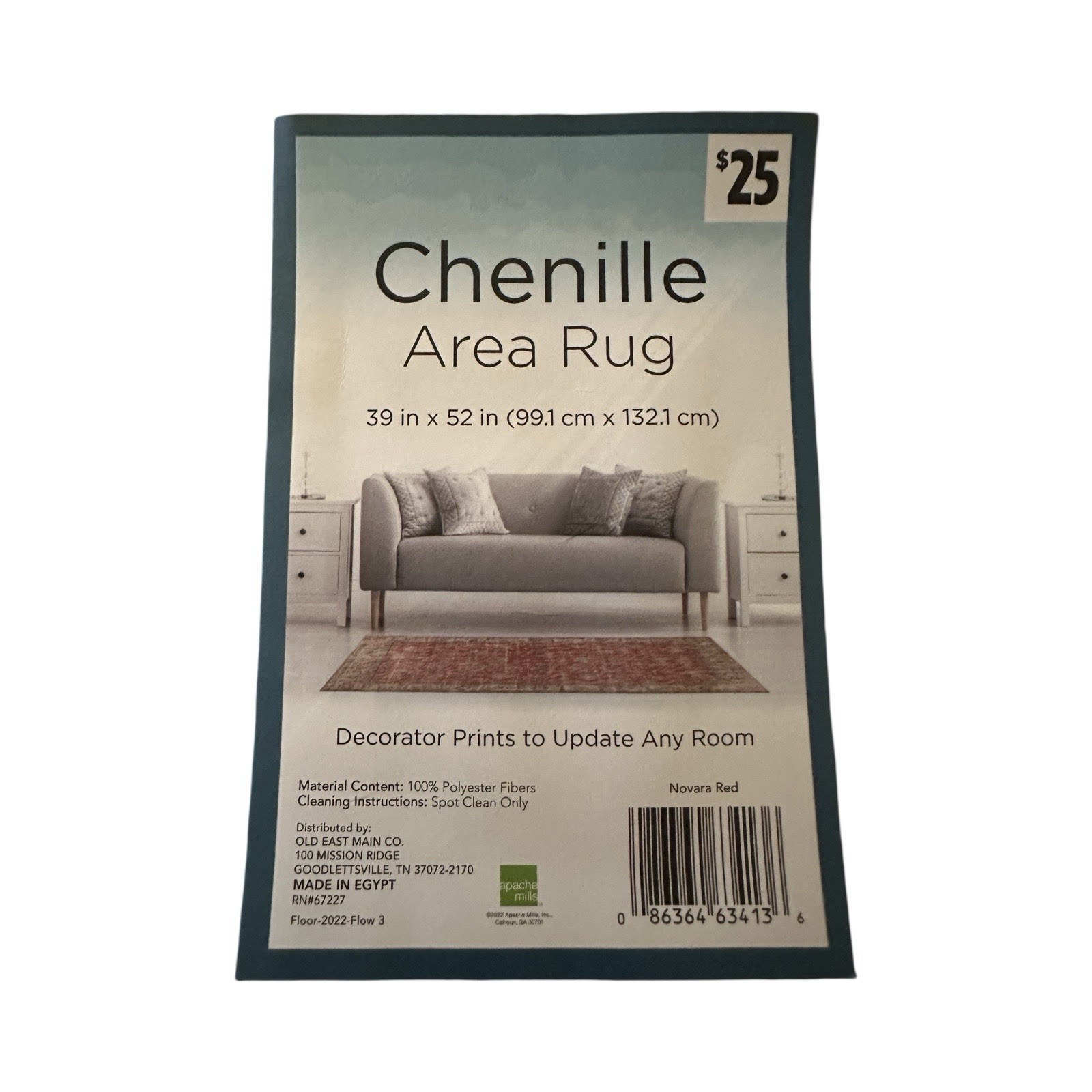 Apache Mills Chenille 39 in x 52 in Area Rug in Novara Red