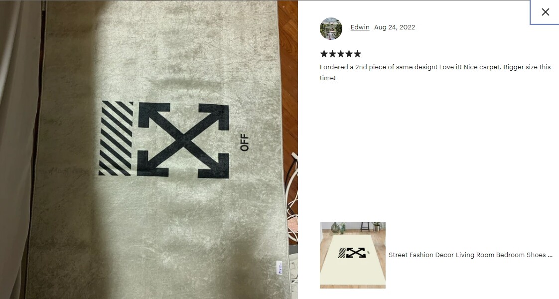 Off White, Offwhite, Street Fashion Decor Living Room Bedroom Shoes Mat Keep Off