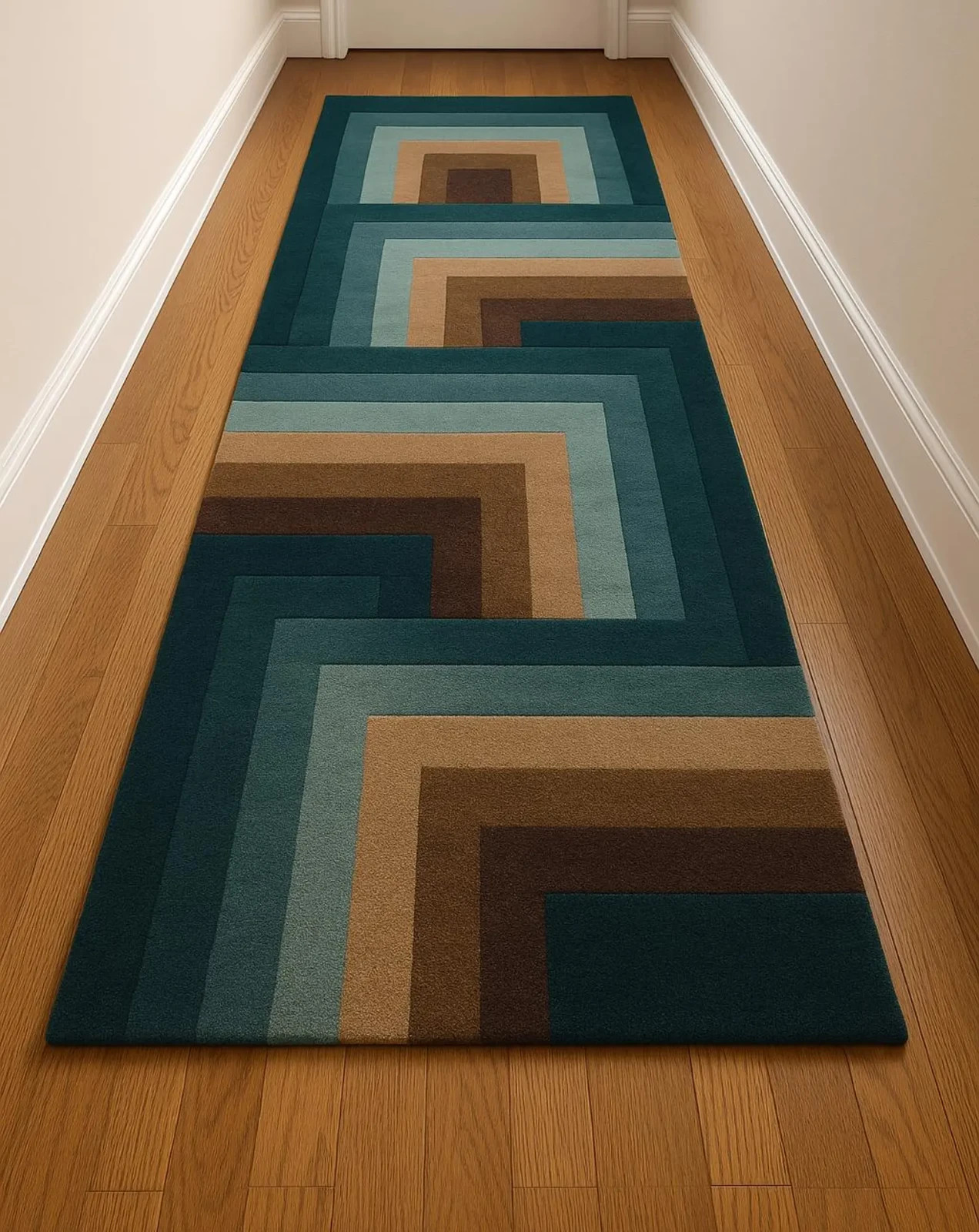 3x10ft Modern Geometric Runner Rug 4x12ft – Hand-Tufted Wool Hallway Carpet | Te
