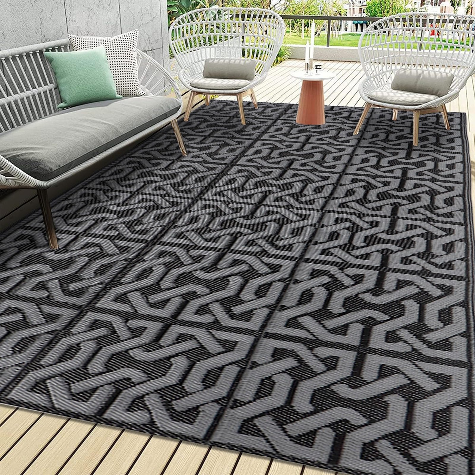 SAND MINE Reversible Mats, Plastic Straw Rug, Modern Area Rug, Large Floor Ma…