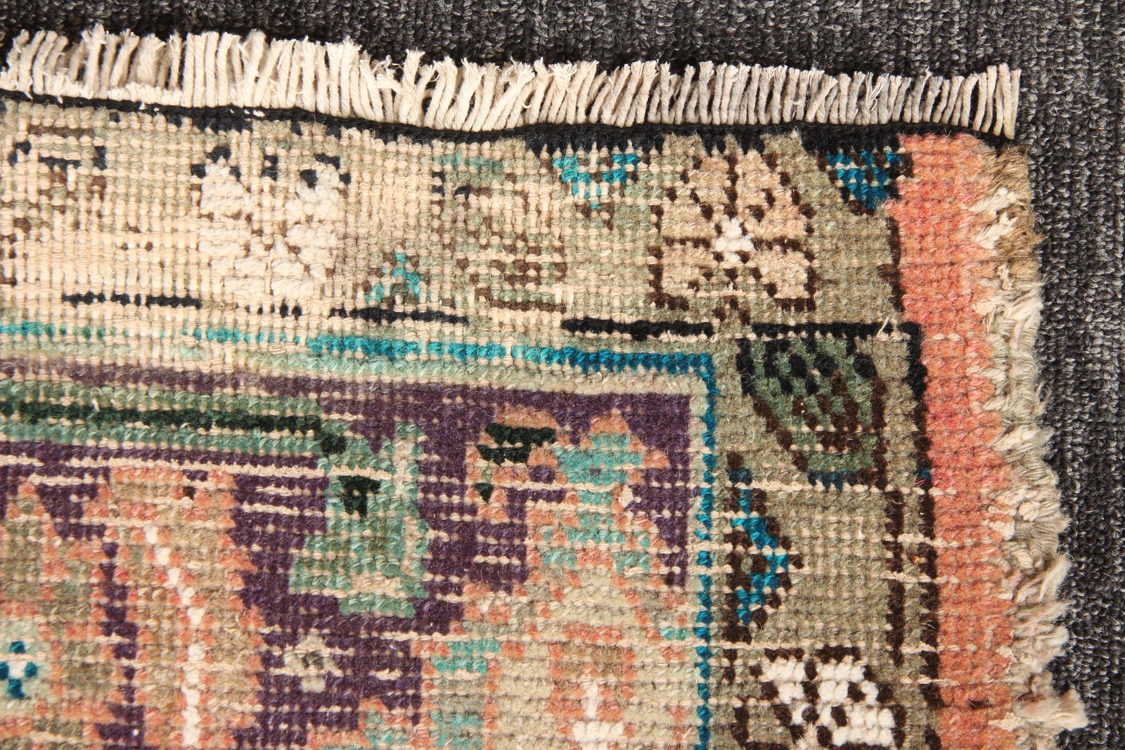 Vintage Rug Rug 5,1×9,4 ft, Green Copper Floral Turkish Rug