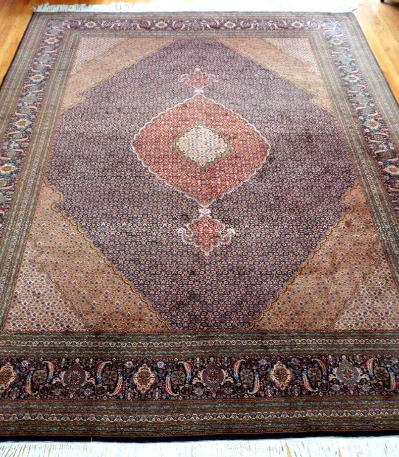 Superb Silk & Wool Tabrizz Hand Knotted Oriental Rug 9’8″ x 13’3″
