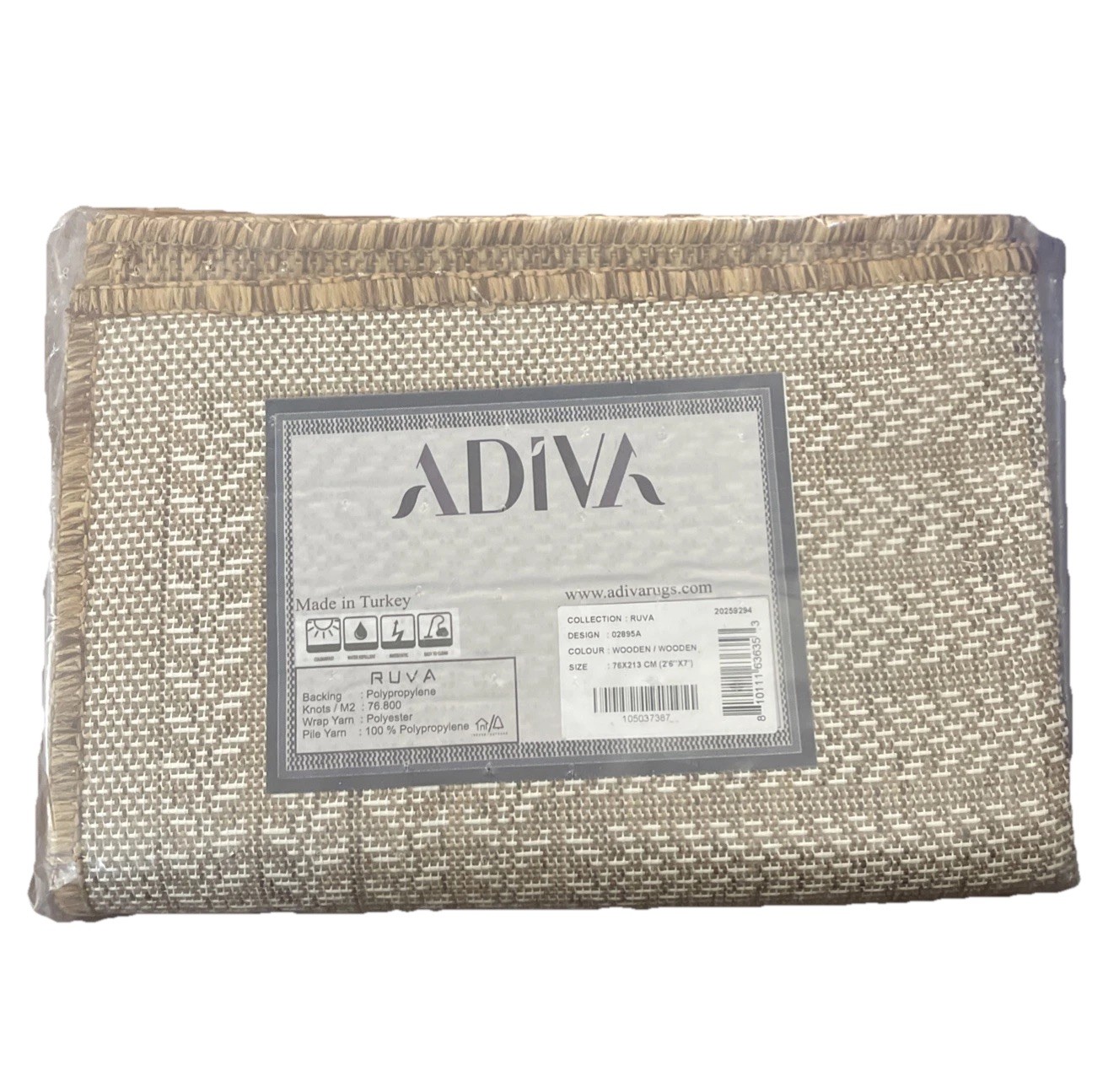 Adiva Brown Wooden Outdoor Area Rug, Weather Resistant 2 Feet 7” X 7’. 20259294.