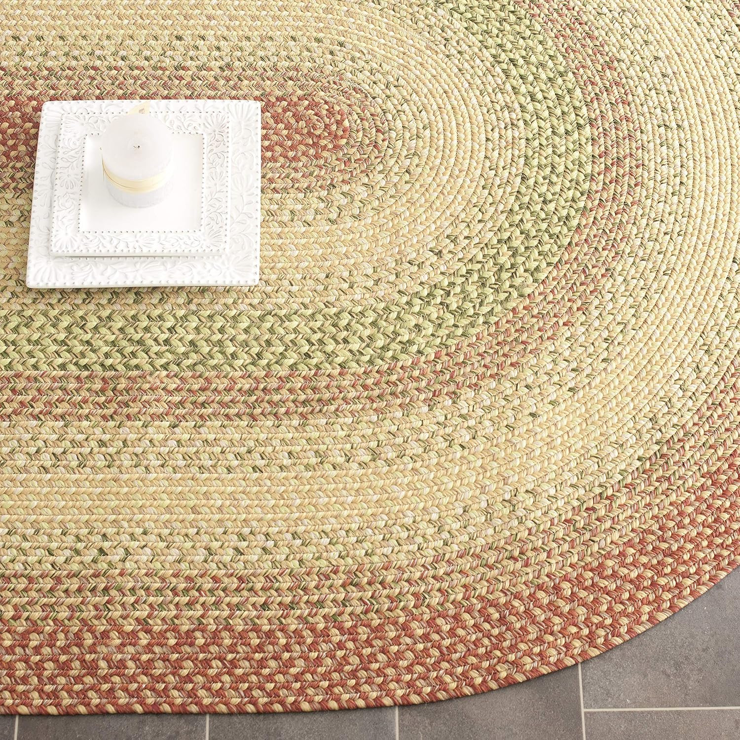 Outdoor Washable Braided Rug – 4′ x 6′ Oval, Rust & Multi, Handmade, Reversible