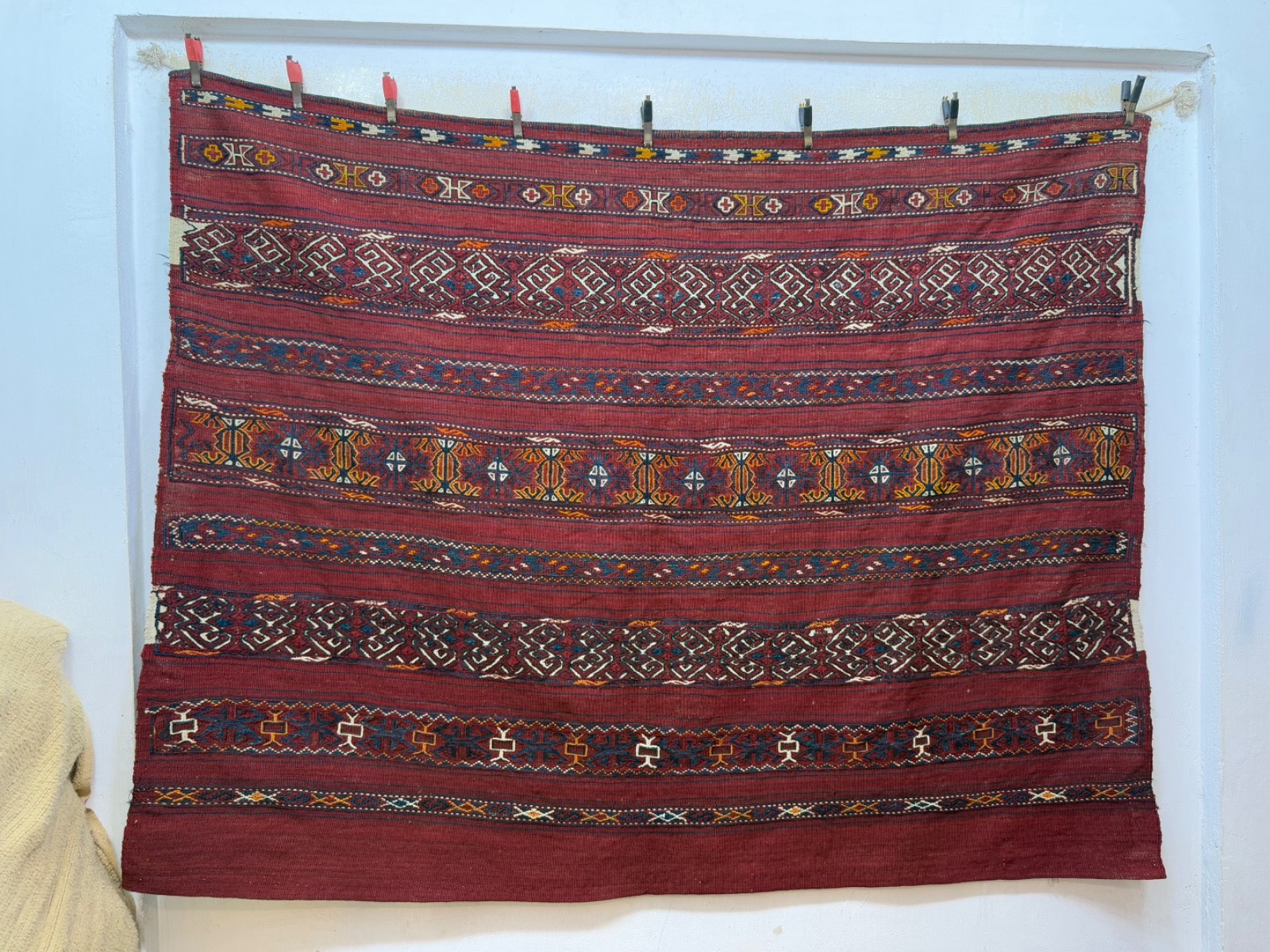 Vintage Fabulous Hand Woven Afghan Wool Weaving Kilim Rug Floor Area 126×164 Cm