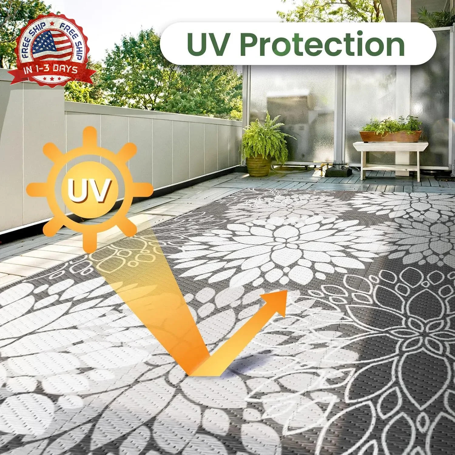 Outdoor Rug Waterproof Outdoor Plastic Straw Rug Reversible Patio Rug Ma