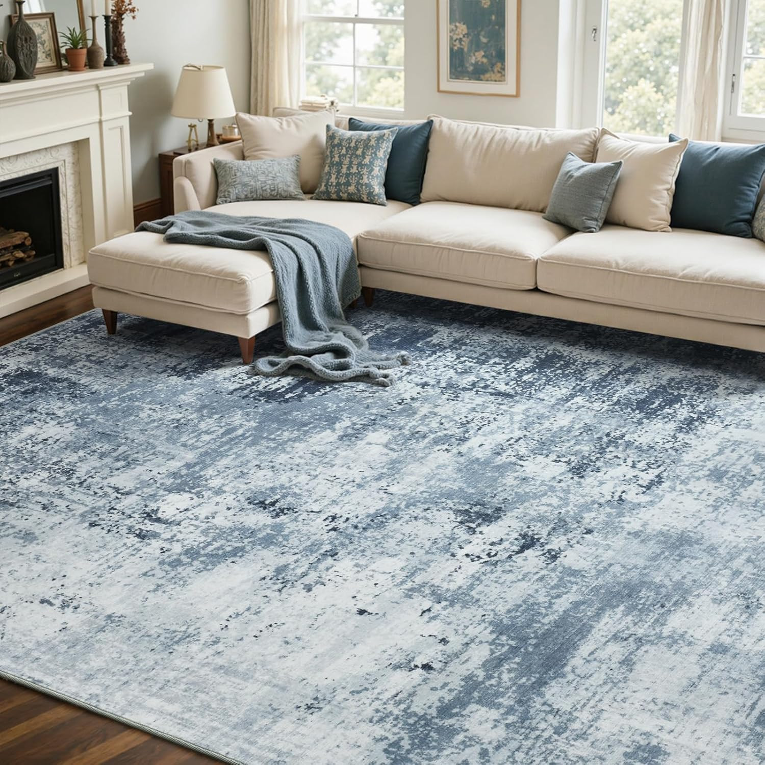 5X7 Ft Area Rugs for Living Room, Soft Non-Slip Washable Rugs Modern Abstract Pa