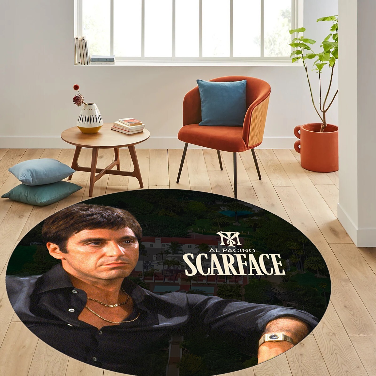 Round Scarface Rug, Scarface Art Rug, Living Room Rug, Area Rug,Scarface Rugs