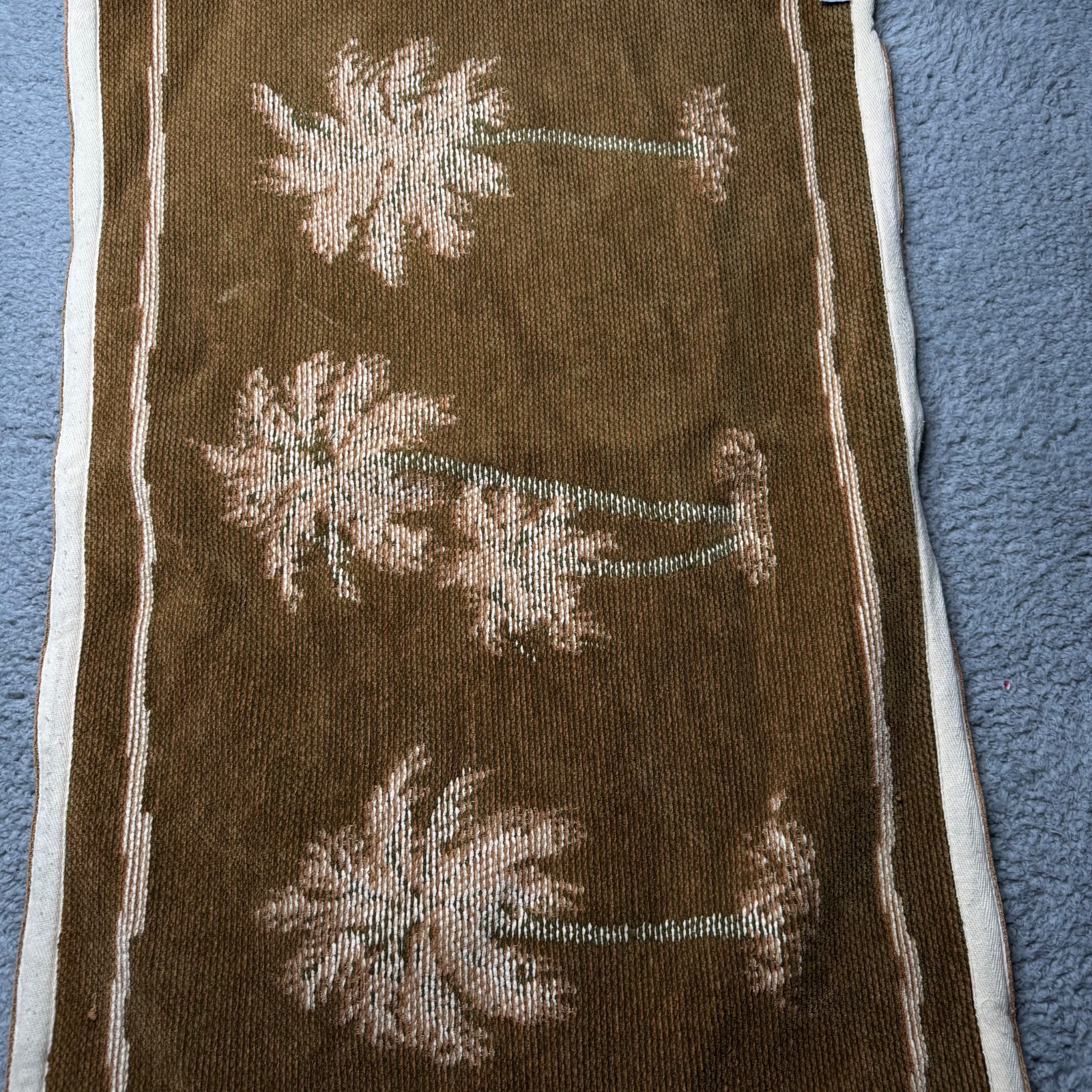 Vintage Beach Rug Brown Palm Tree Accent Mat Hawaii Decor