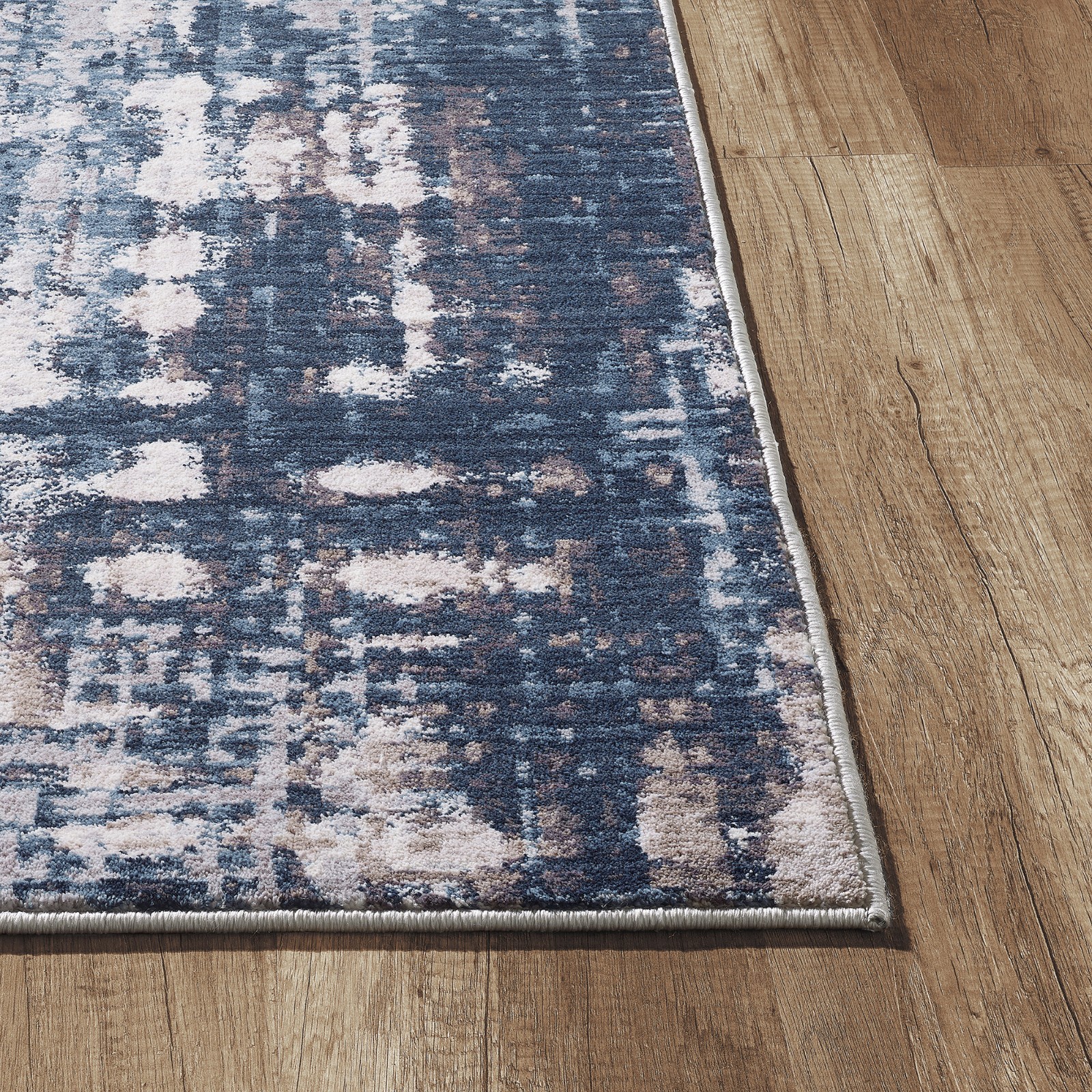 Navy Abstract Area Rug 4×6 Distressed Grey Tufted Living Room Bedroom Office