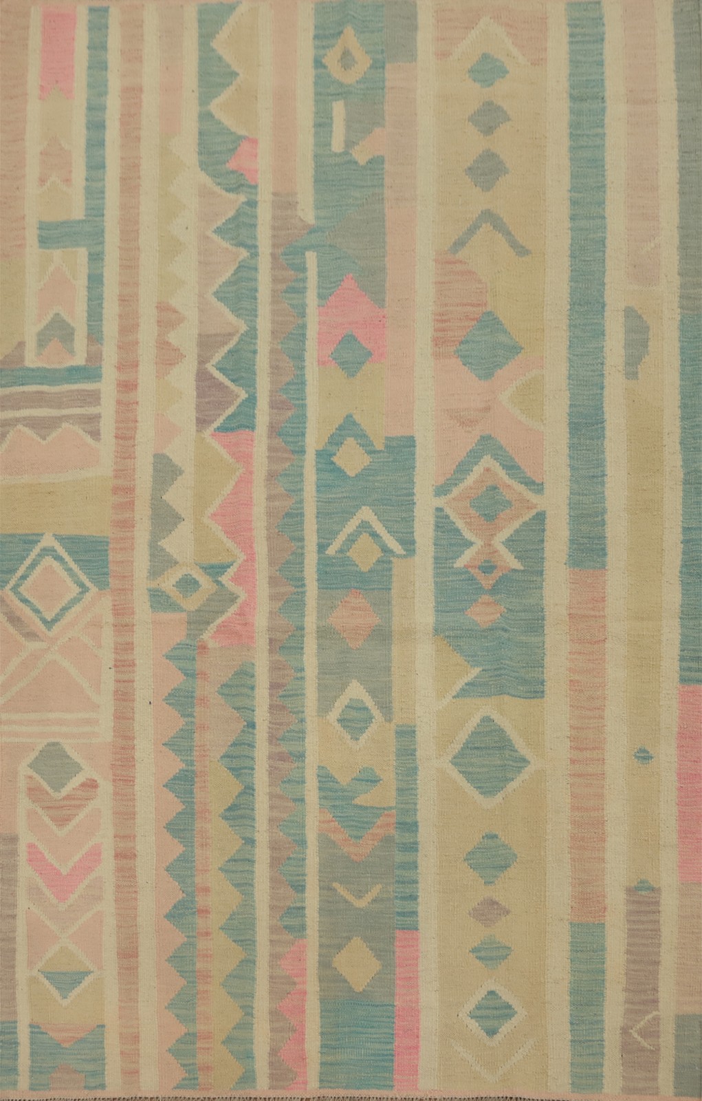 Contemporary Geometric Kilim Flat Weave Wool Rug Reversible Modern Carpet 5×7