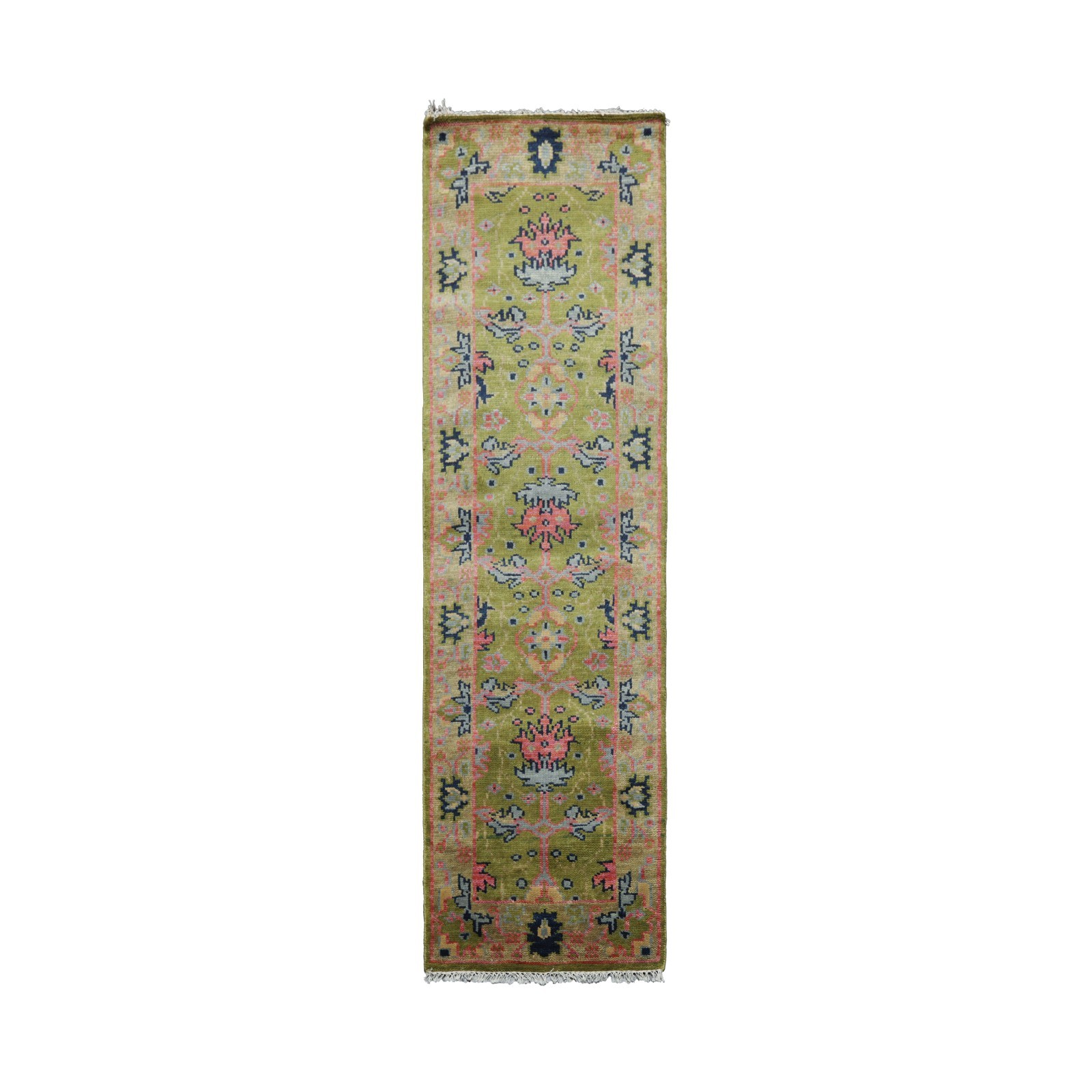 ARTS & CRAFTS MUTED TURKISH OUSHAK MULTI SIZES Hand Knotted Wool Area Rug Green