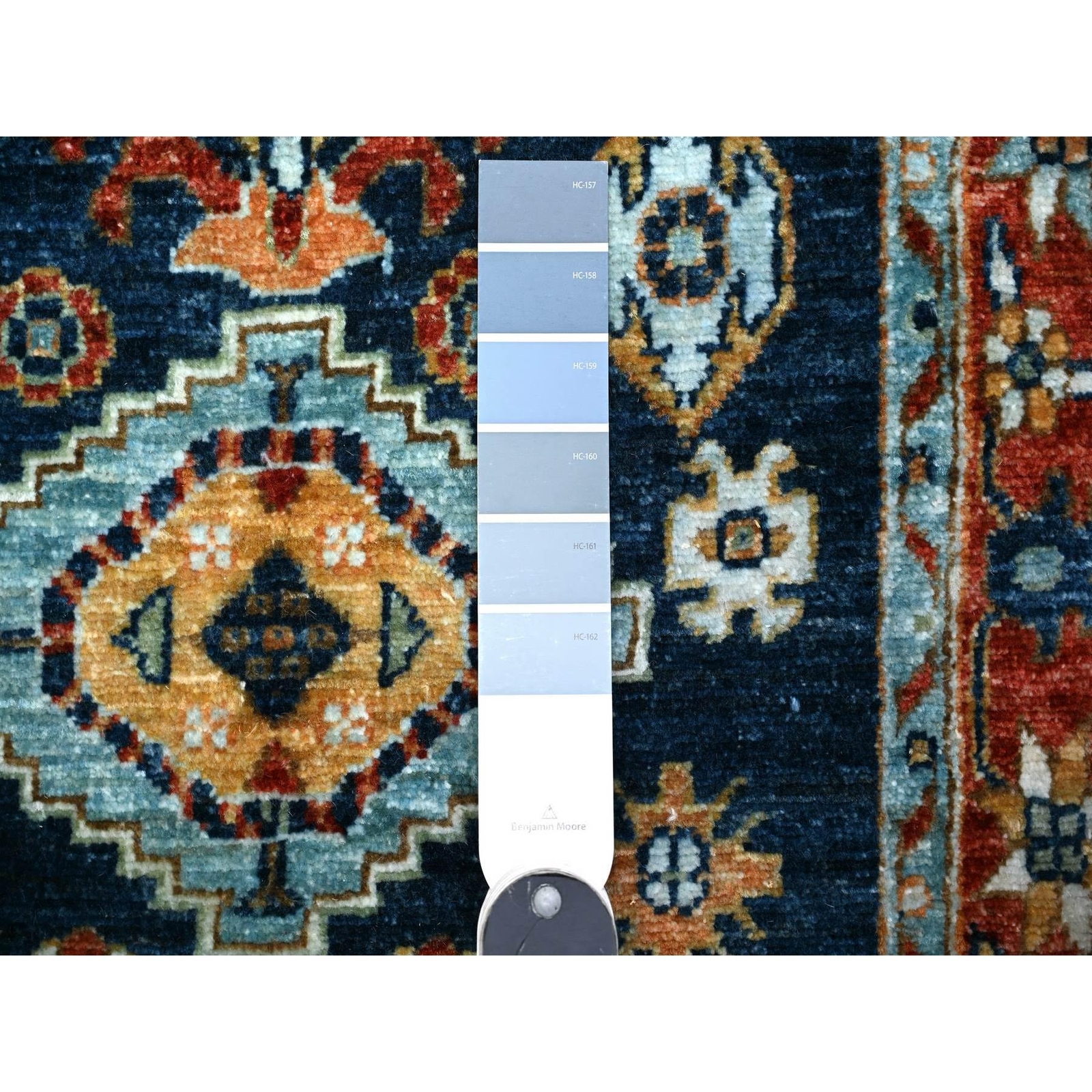 2’6″ x 6’1″ Blue Karajeh Design Pure Wool Fine Aryana Runner Oriental Rug R88625