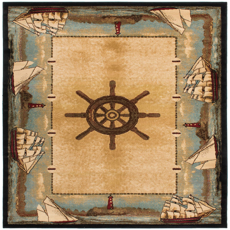 Mayberry Rug Rug Empire Coastal Sailboat Area Rug Blue 53 W X 73 L