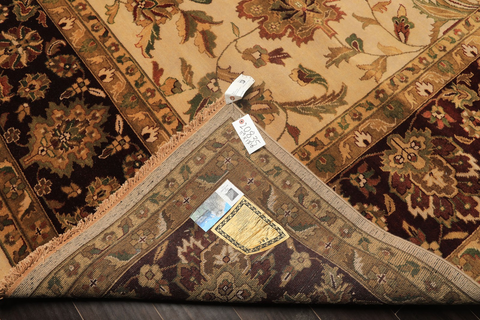 11’9”x17’10” Hand Knotted Wool Beige, Maroon Agra Botanical Kalaty Rug