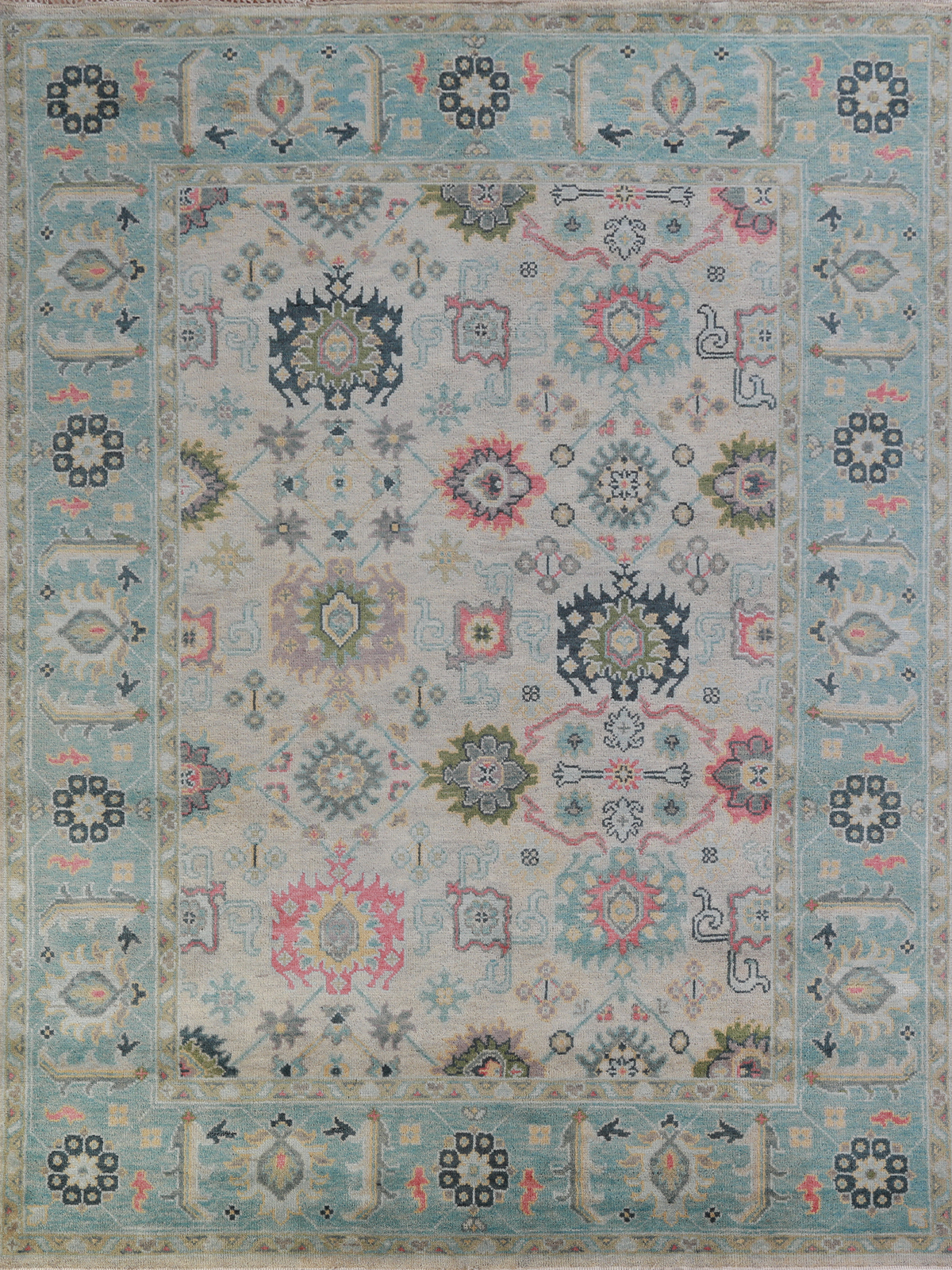 Elegant Handwoven Oushak Indian Rug Living Room Carpet 8×10 ft